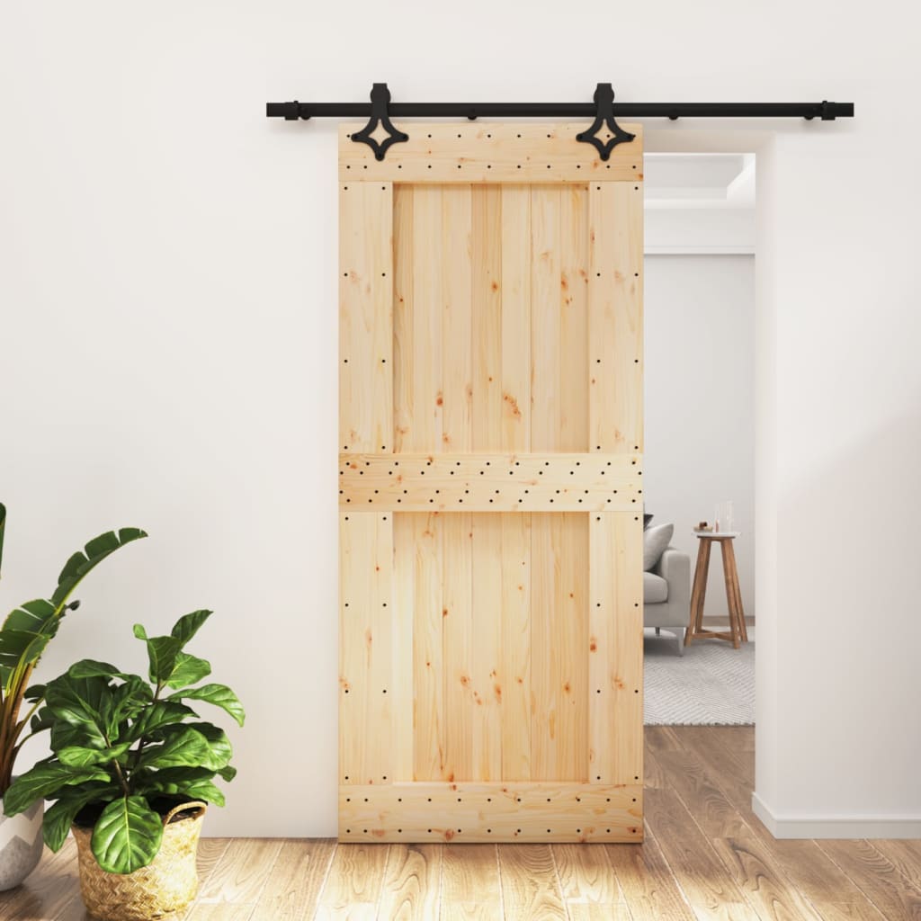 Vetonek Puerta corredera con herrajes madera maciza de pino 90x210 cm