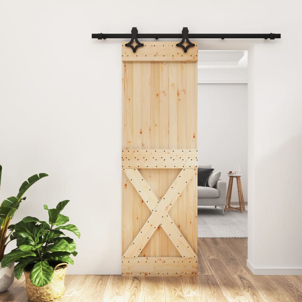 Vetonek Puerta corredera con herrajes madera maciza de pino 70x210 cm