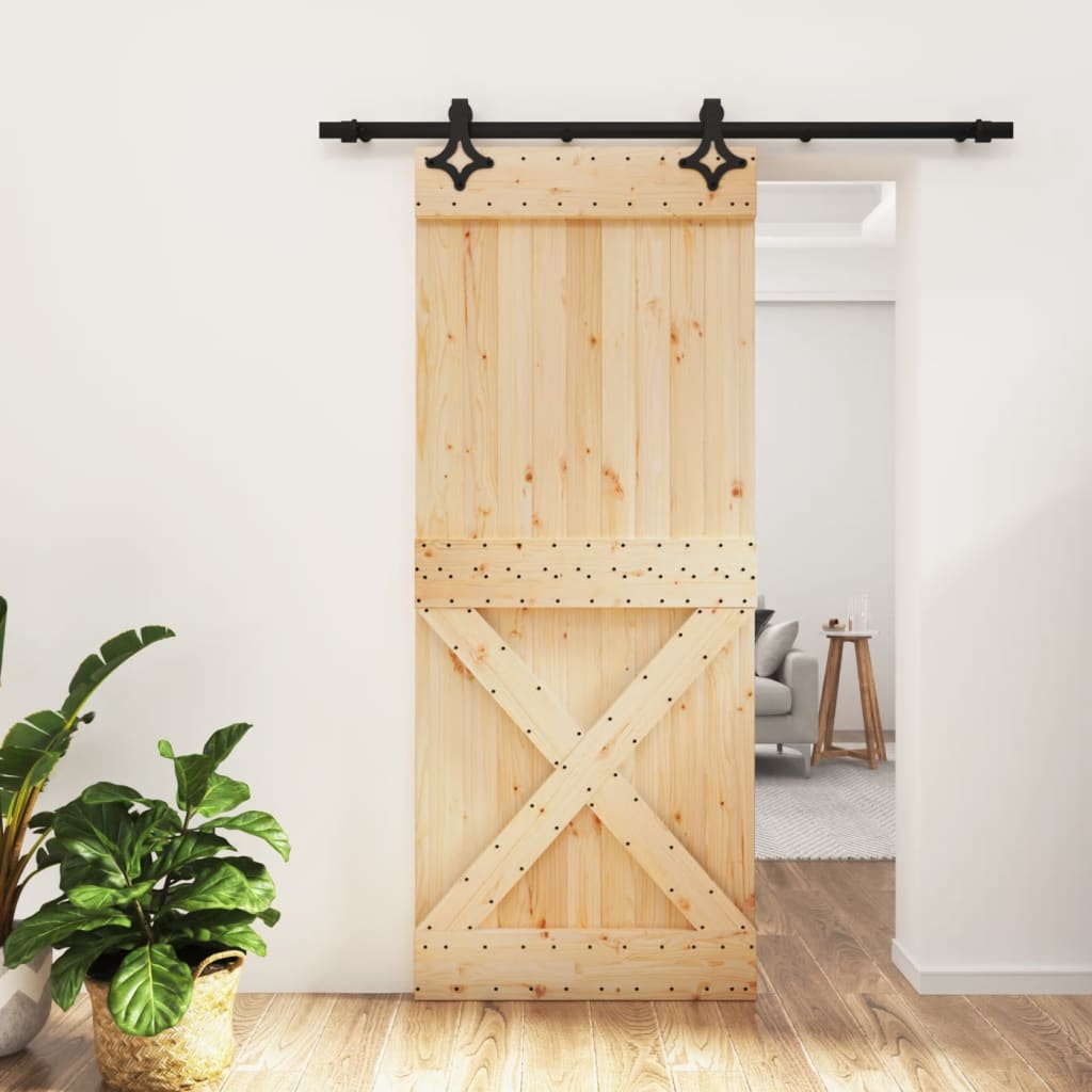 Puerta corredera con herrajes madera maciza de pino 85x210 cm vidaXL