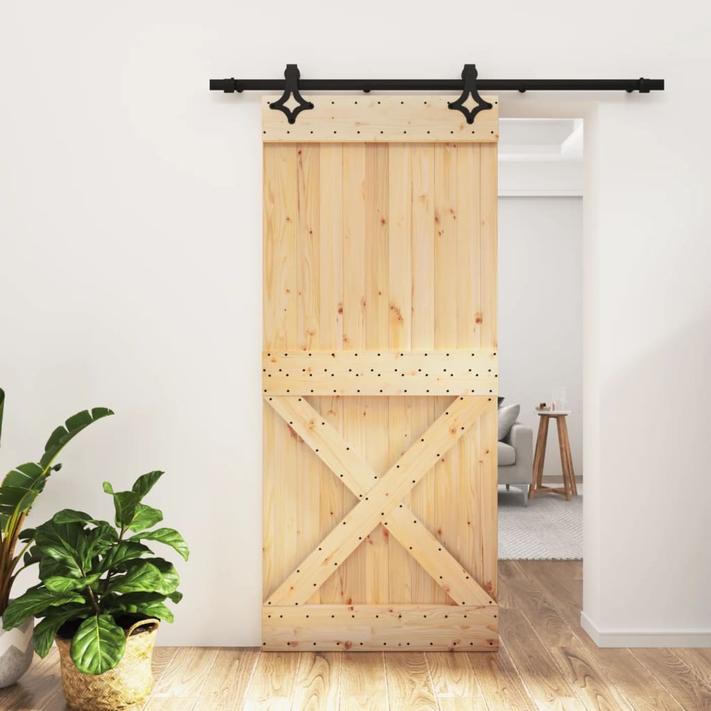 Vetonek Puerta corredera con herrajes madera maciza de pino 90x210 cm