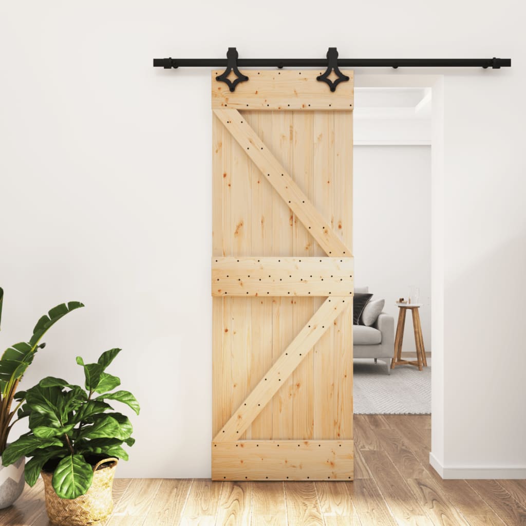 Puerta corredera con herrajes madera maciza de pino 70x210 cm vidaXL