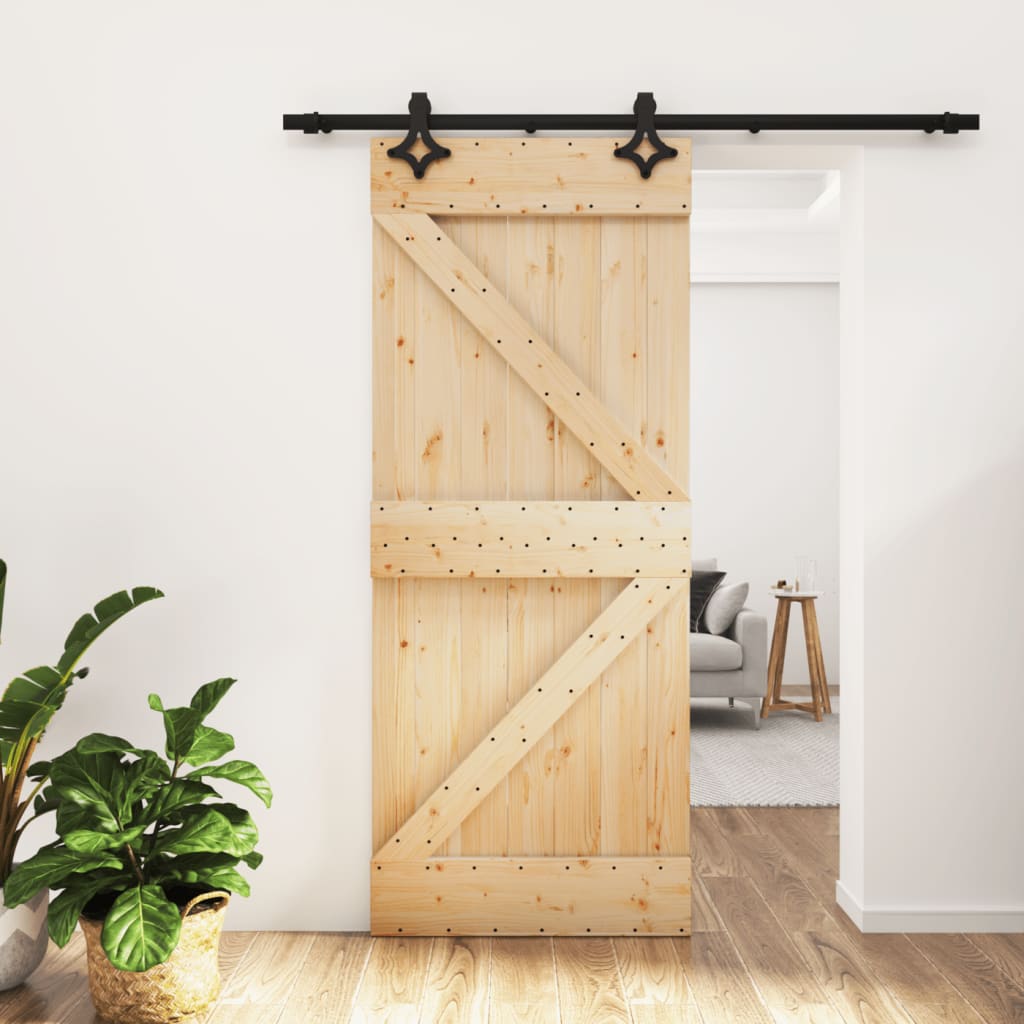 Vetonek Puerta corredera con herrajes madera maciza de pino 85x210 cm