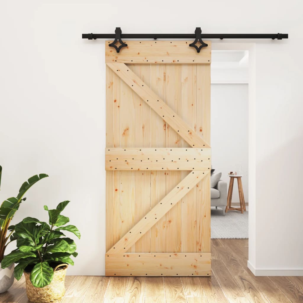 Vetonek Puerta corredera con herrajes madera maciza de pino 95x210 cm