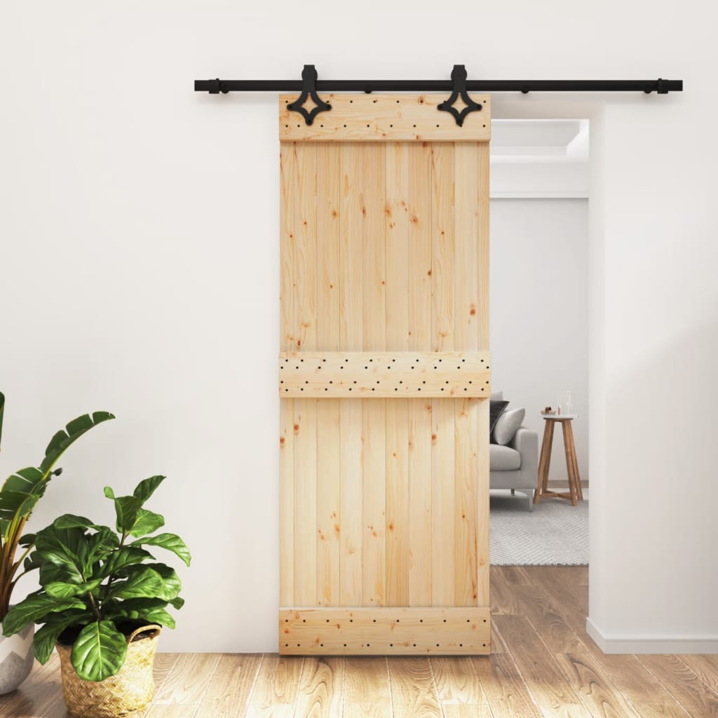 Vetonek Puerta corredera con herrajes madera maciza de pino 80x210 cm