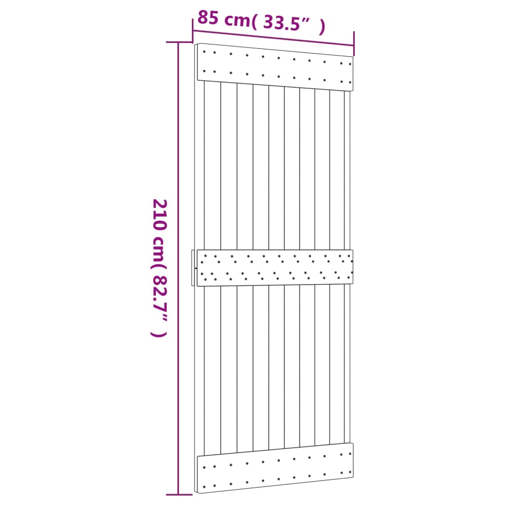 Puerta corredera con herrajes madera maciza de pino 85x210 cm vidaXL