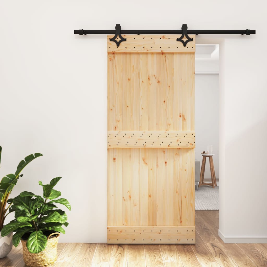 Vetonek Puerta corredera con herrajes madera maciza de pino 90x210 cm