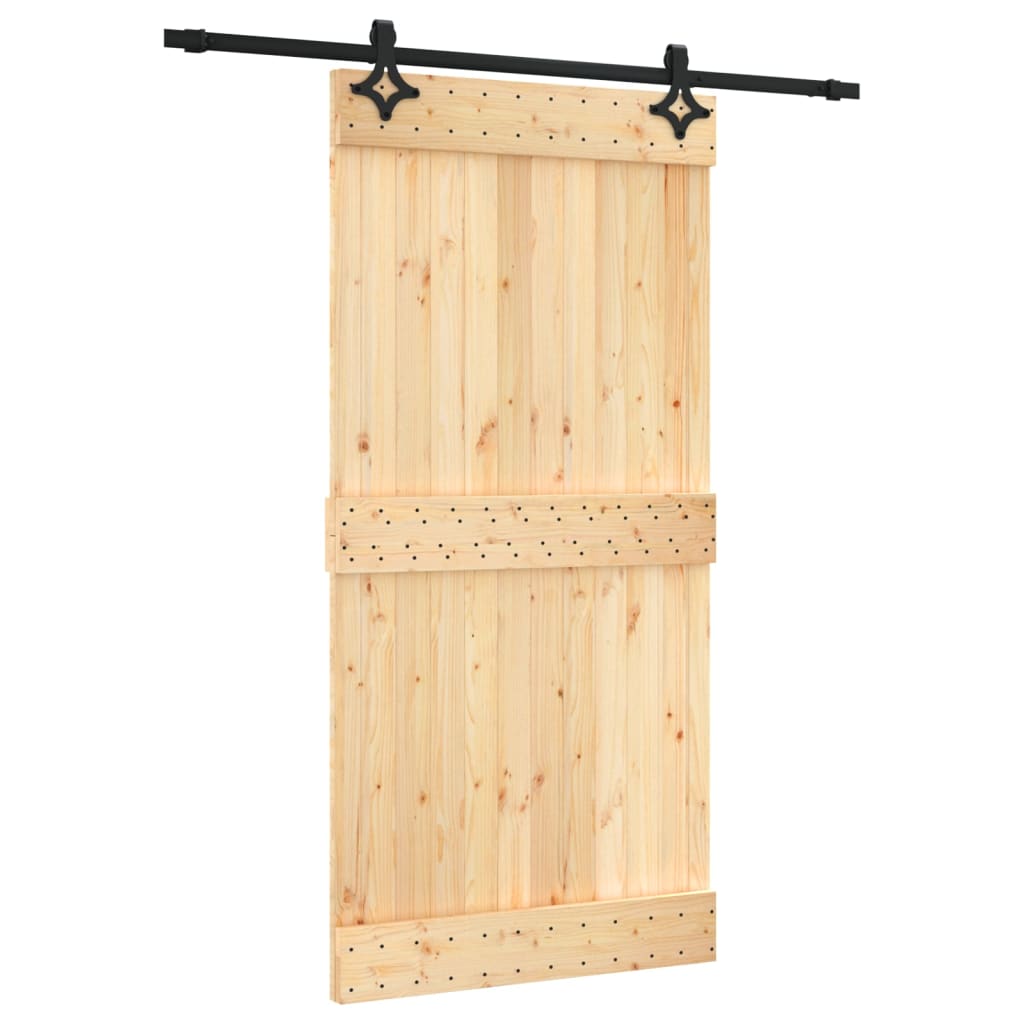 Puerta corredera con herrajes madera maciza de pino 100x210 cm - Vetonek