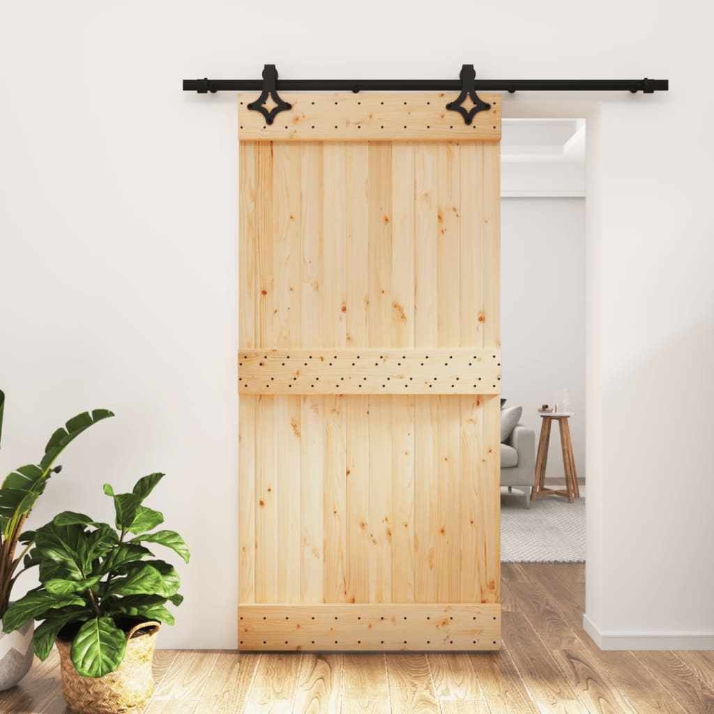 Vetonek Puerta corredera con herrajes madera maciza de pino 100x210 cm