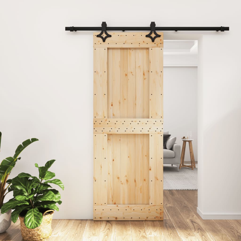 Vetonek Puerta corredera con herrajes madera maciza de pino 80x210 cm