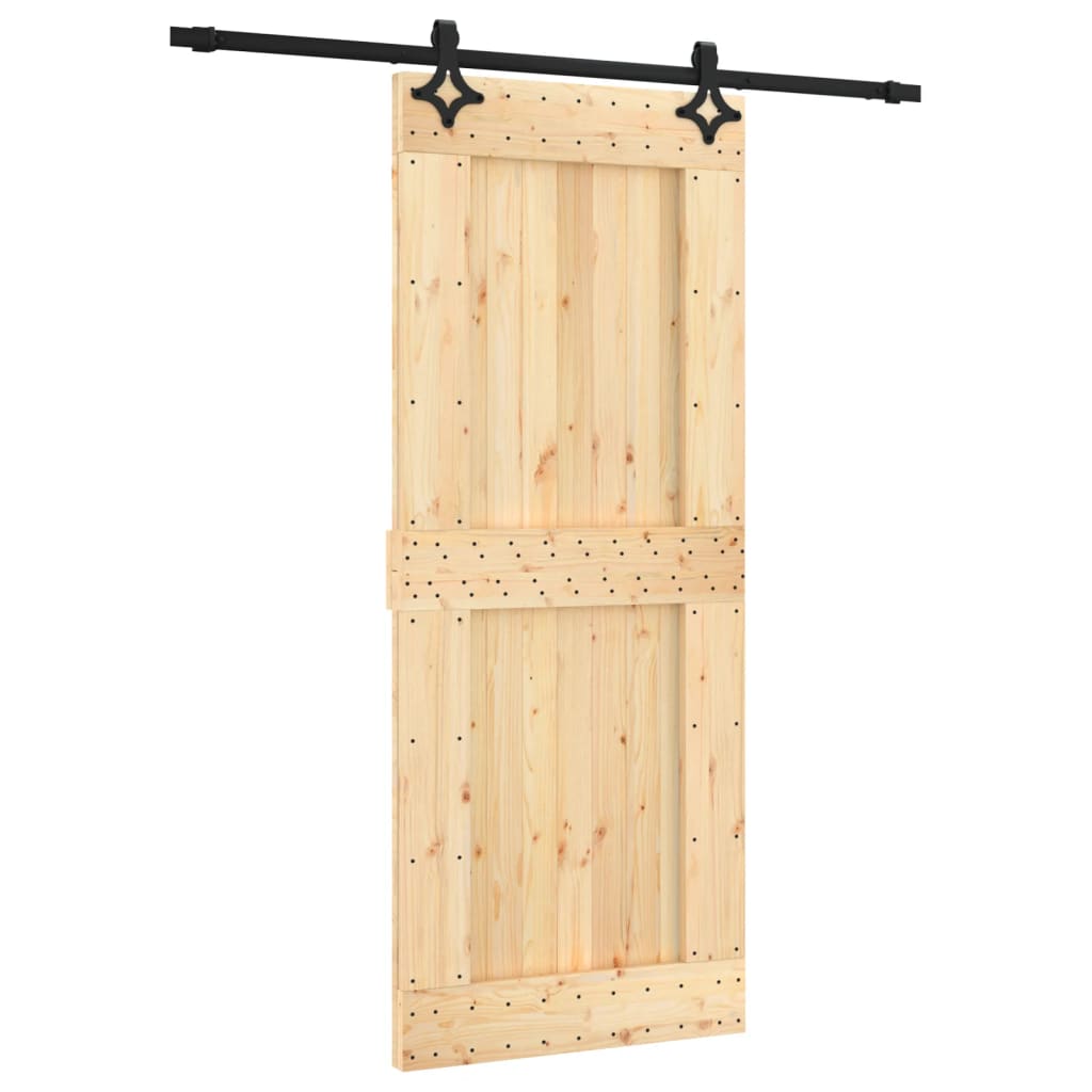 Puerta corredera con herrajes madera maciza de pino 85x210 cm - Vetonek