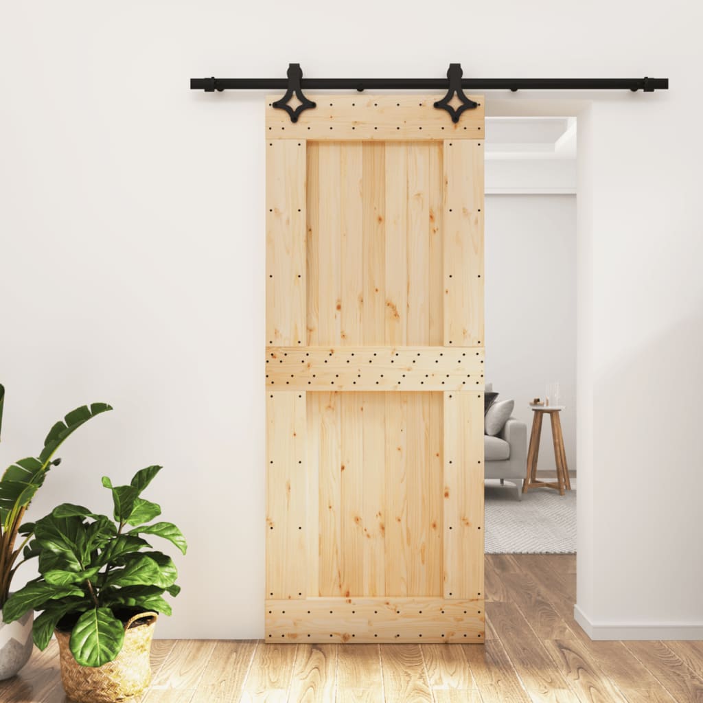 Vetonek Puerta corredera con herrajes madera maciza de pino 85x210 cm