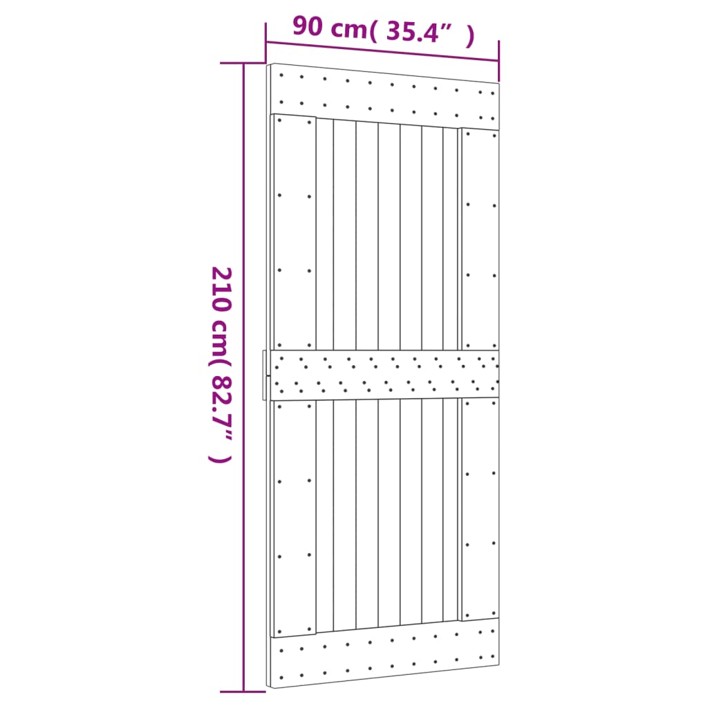 Puerta corredera con herrajes madera maciza de pino 90x210 cm - Vetonek