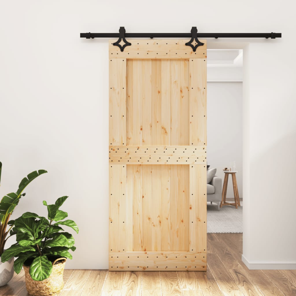 Puerta corredera con herrajes madera maciza de pino 90x210 cm vidaXL