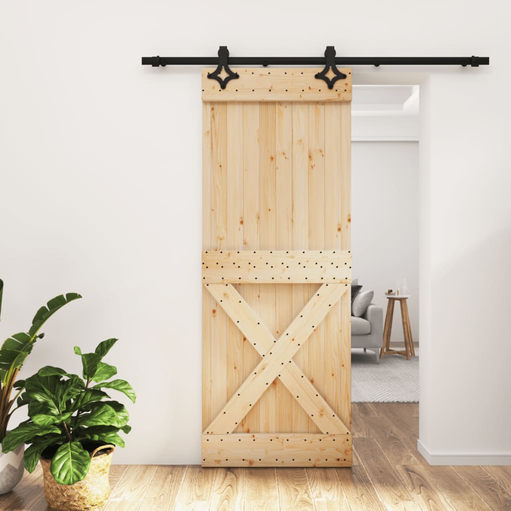 Vetonek Puerta corredera con herrajes madera maciza de pino 80x210 cm