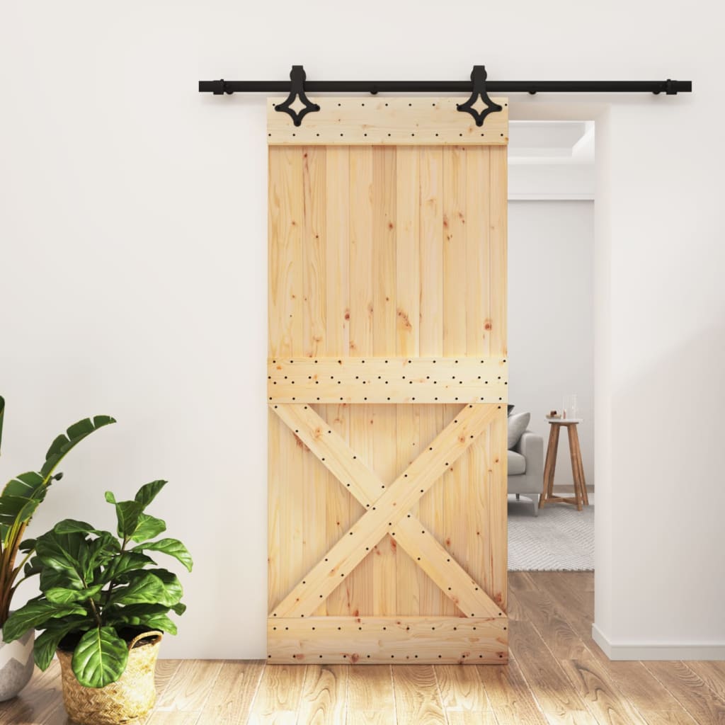 Vetonek Puerta corredera con herrajes madera maciza de pino 90x210 cm