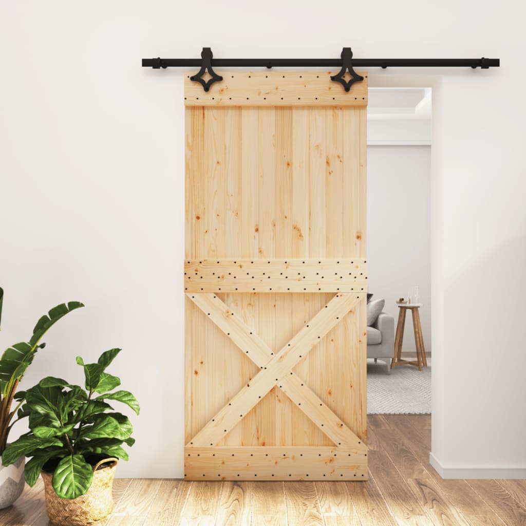 Puerta corredera con herrajes madera maciza de pino 95x210 cm vidaXL