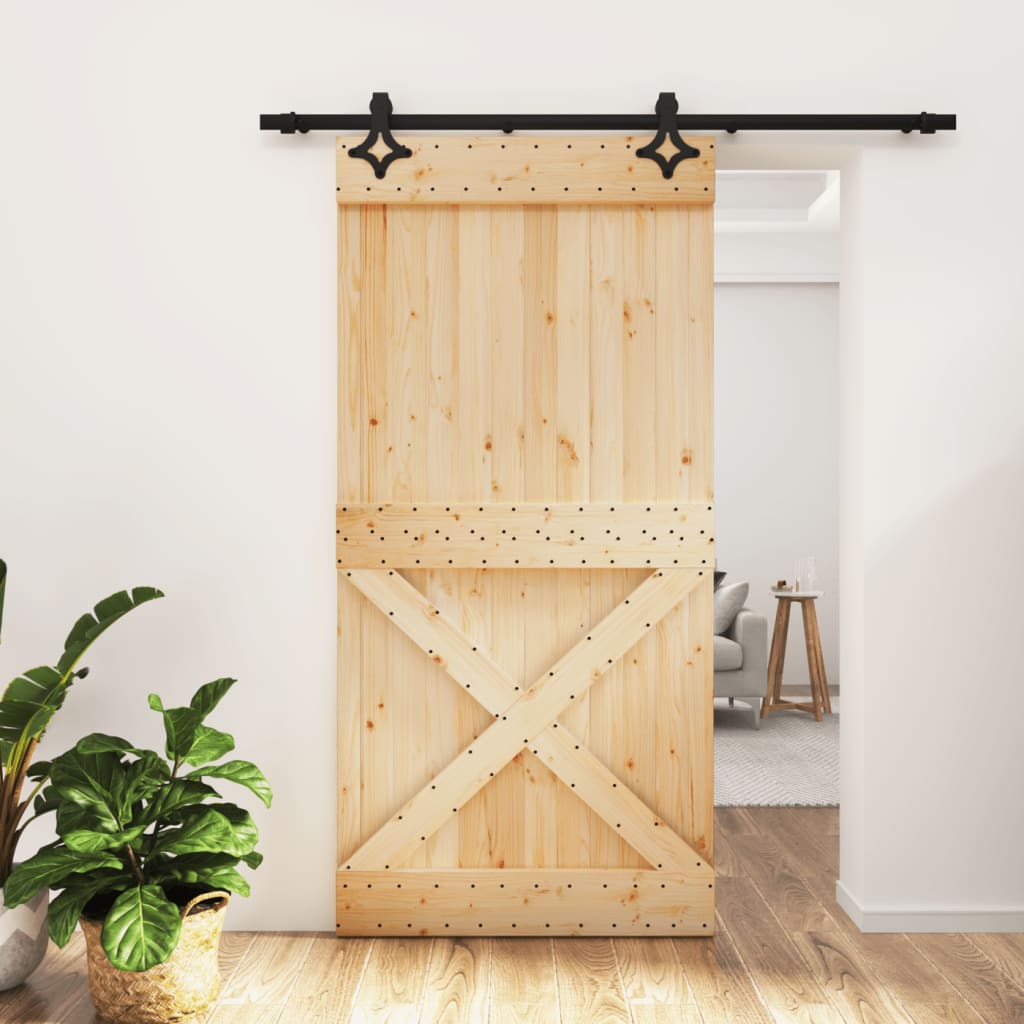 Vetonek Puerta corredera con herrajes madera maciza de pino 100x210 cm