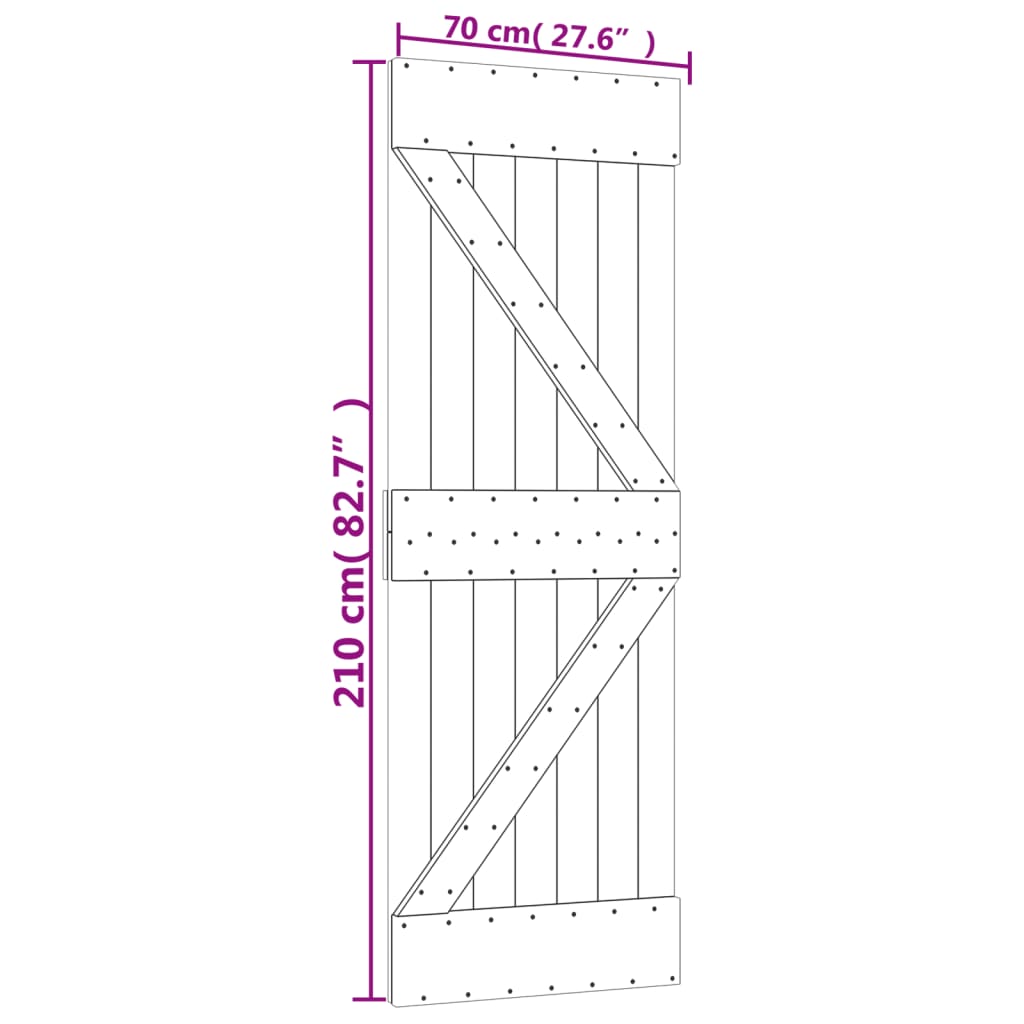 Puerta corredera con herrajes madera maciza de pino 70x210 cm vidaXL