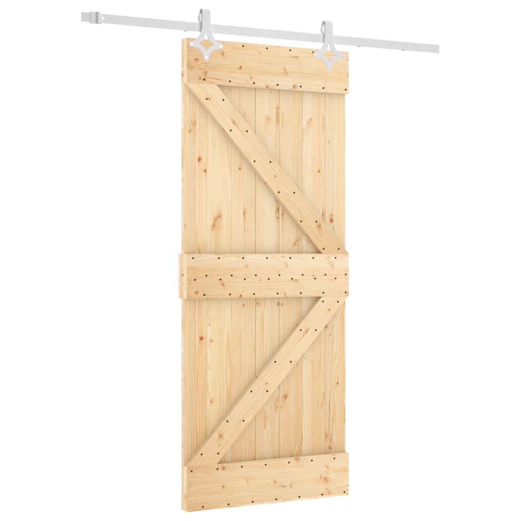 Puerta corredera con herrajes madera maciza de pino 85x210 cm - Vetonek