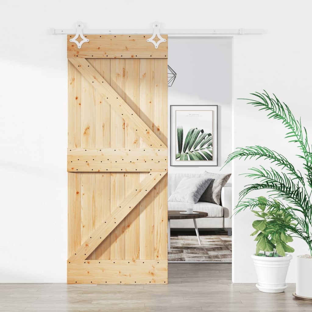 Vetonek Puerta corredera con herrajes madera maciza de pino 85x210 cm