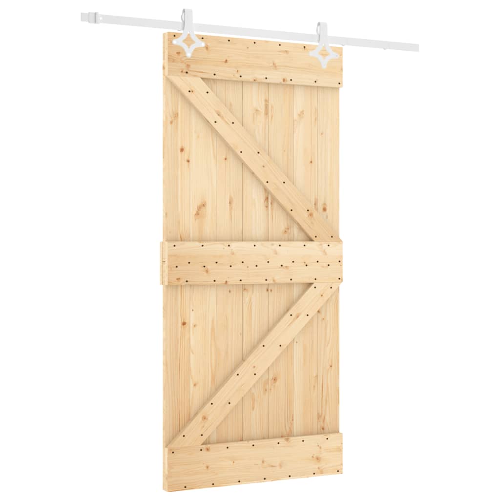 Puerta corredera con herrajes madera maciza de pino 90x210 cm - Vetonek