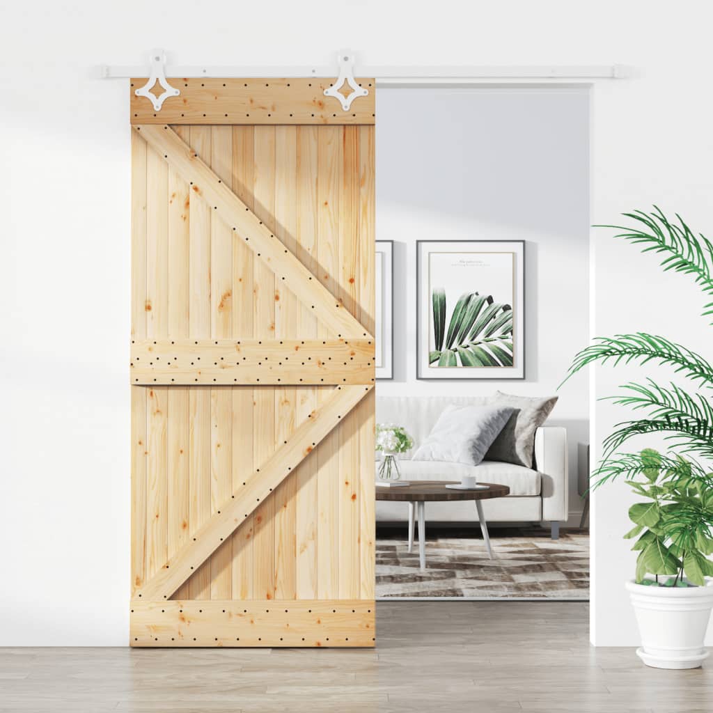 Puerta corredera con herrajes madera maciza de pino 90x210 cm vidaXL