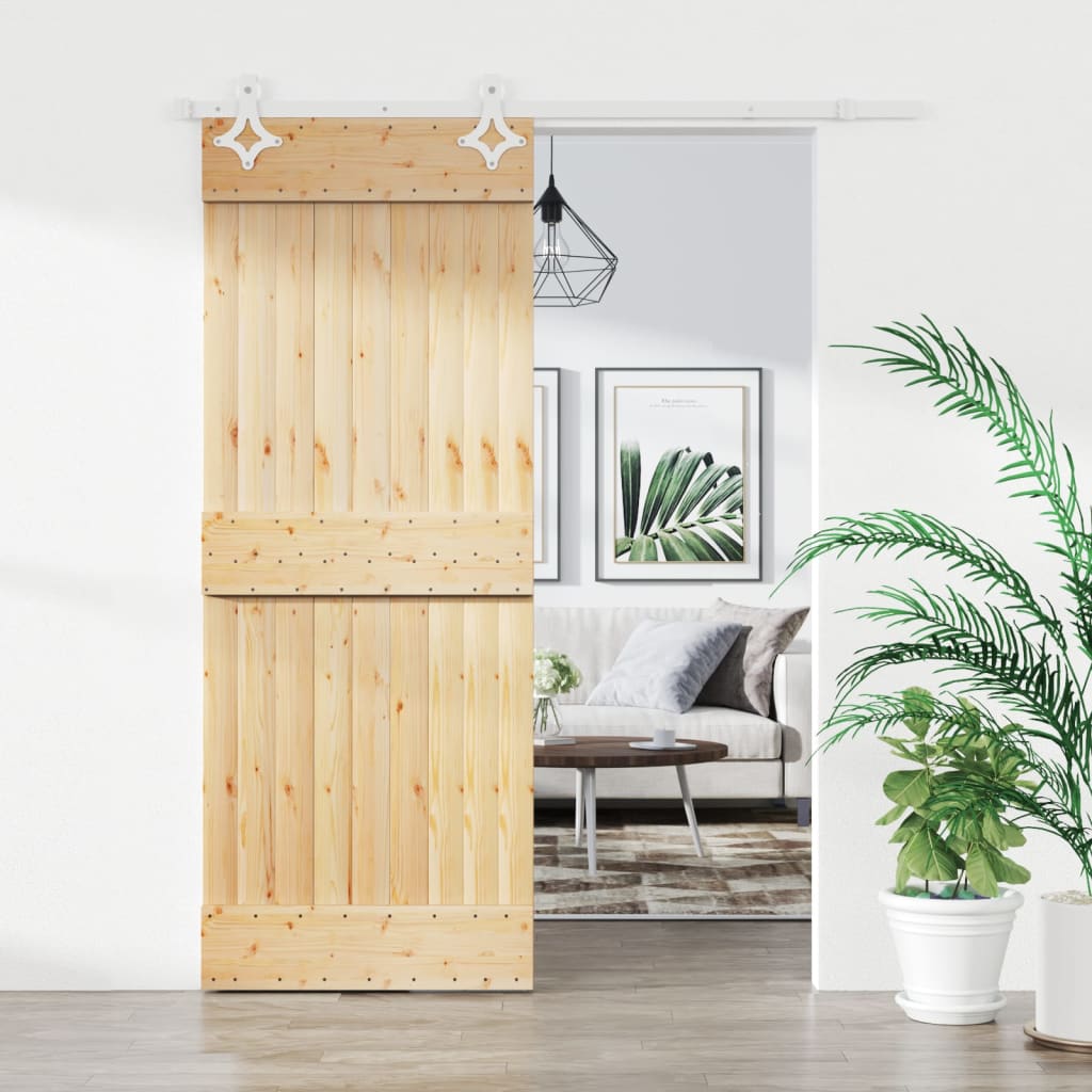 Vetonek Puerta corredera con herrajes madera maciza de pino 85x210 cm