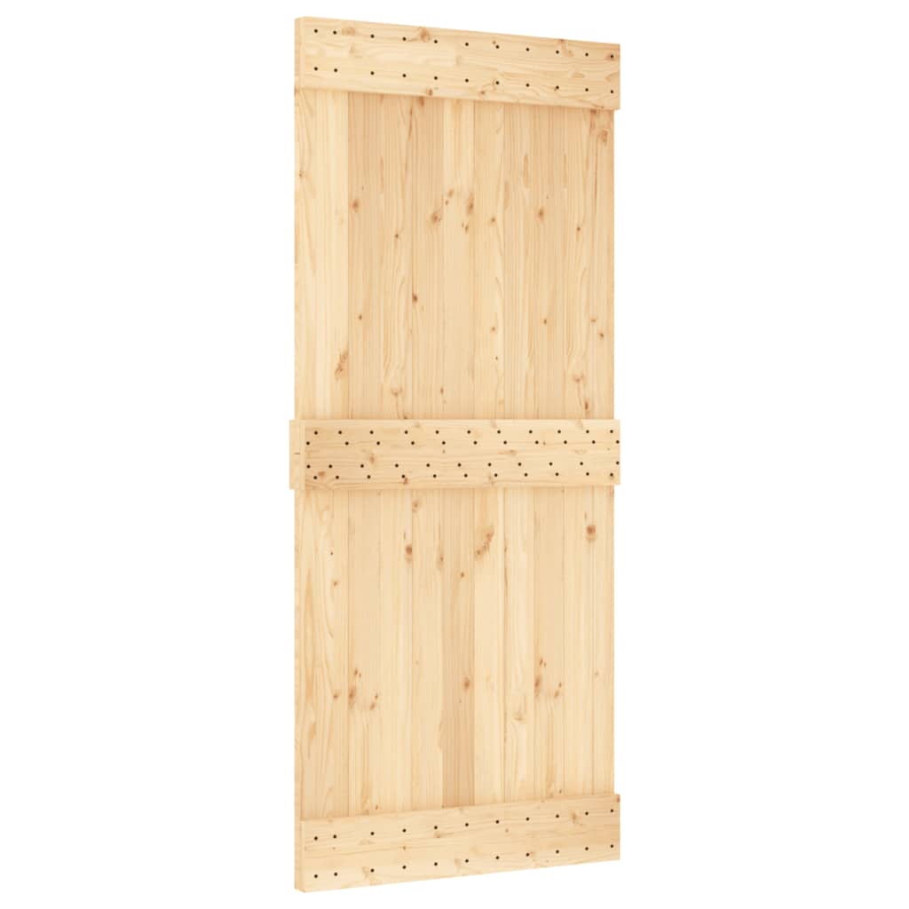 Puerta corredera con herrajes madera maciza de pino 90x210 cm - Vetonek