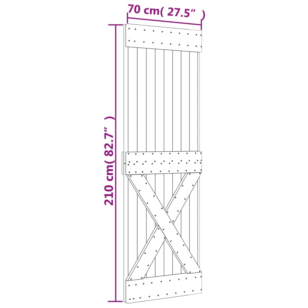 Puerta corredera con herrajes madera maciza de pino 70x210 cm vidaXL