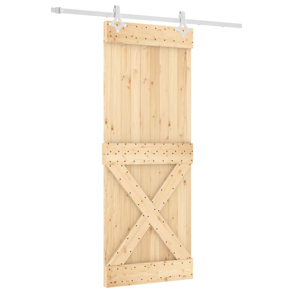 Puerta corredera con herrajes madera maciza de pino 80x210 cm - Vetonek