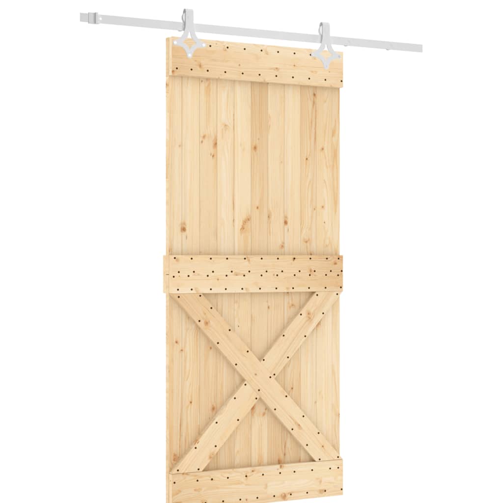 Puerta corredera con herrajes madera maciza de pino 90x210 cm - Vetonek