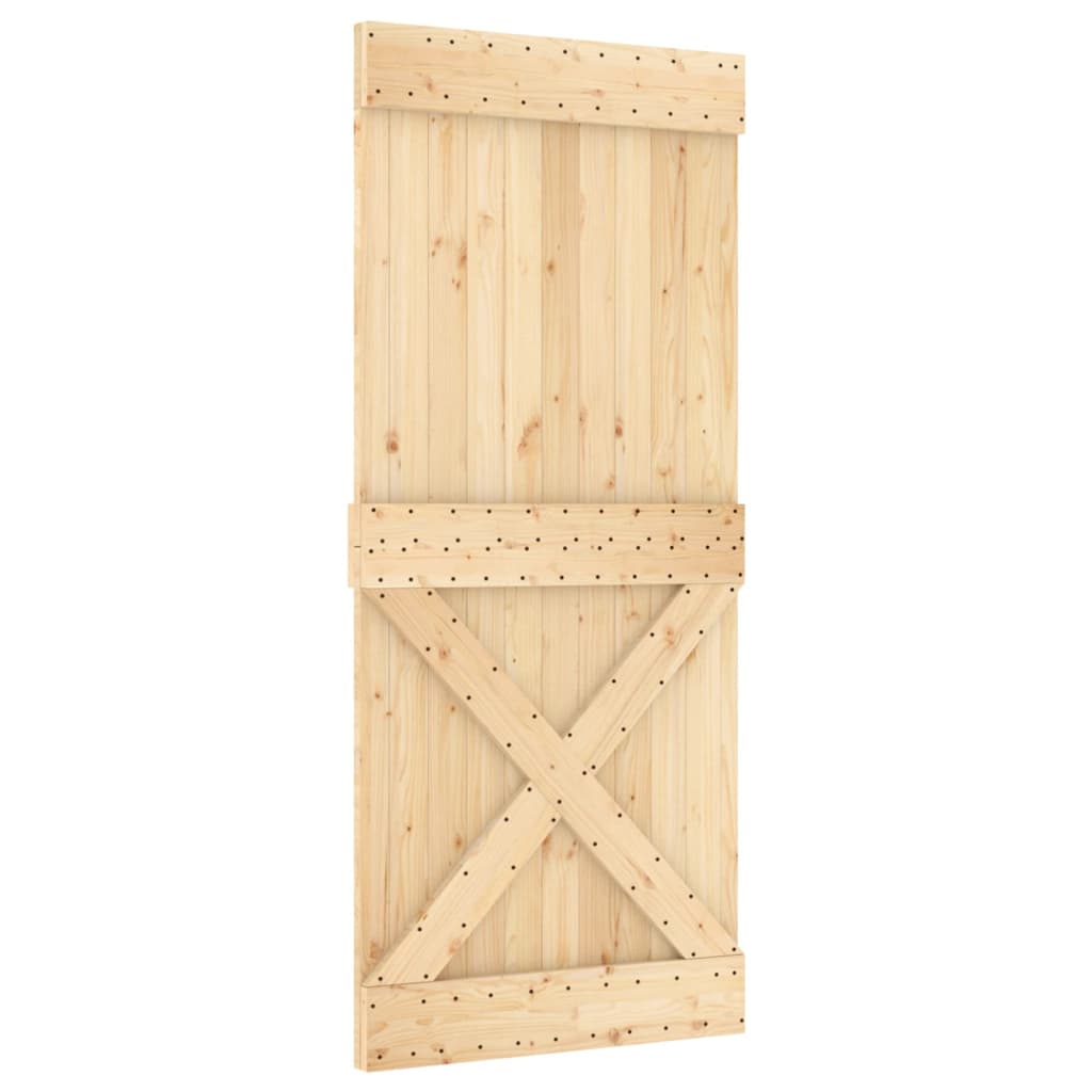 Puerta corredera con herrajes madera maciza de pino 90x210 cm - Vetonek