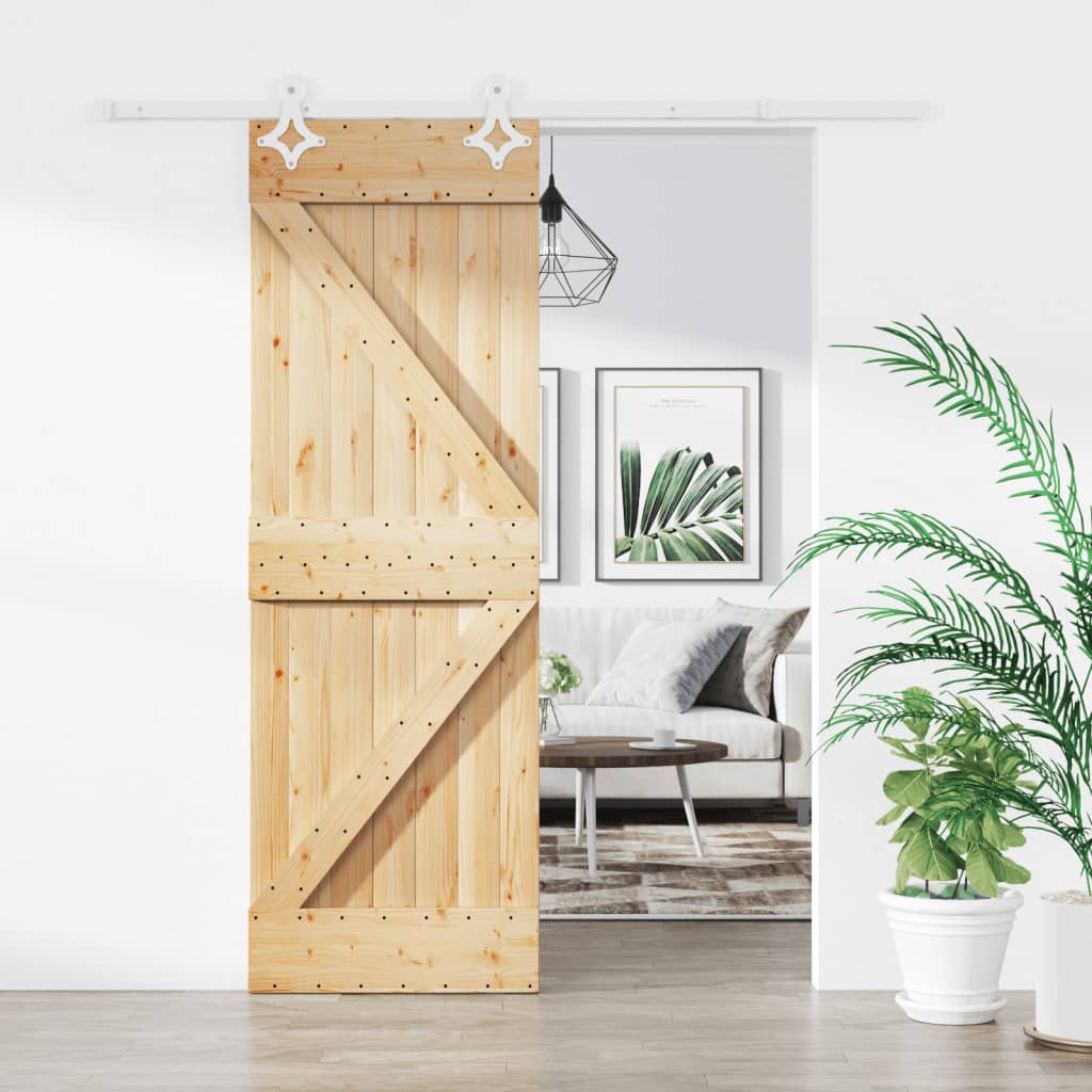 Vetonek Puerta corredera con herrajes madera maciza de pino 70x210 cm