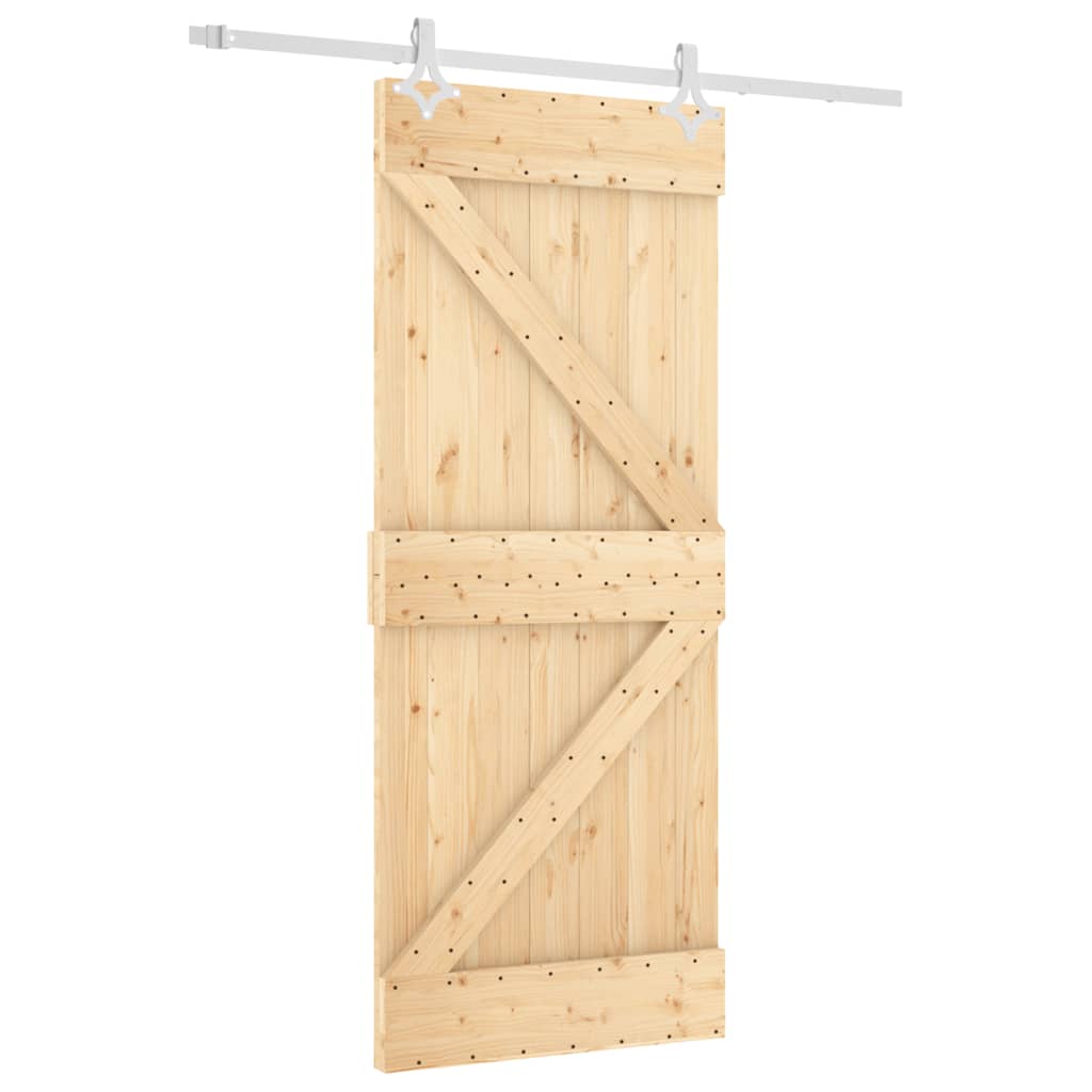 Puerta corredera con herrajes madera maciza de pino 85x210 cm - Vetonek