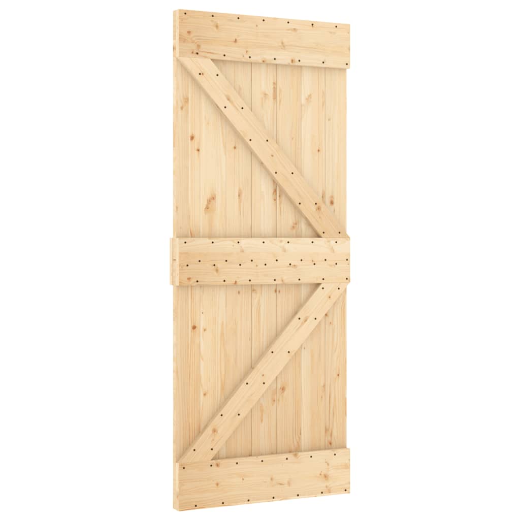 Puerta corredera con herrajes madera maciza de pino 85x210 cm - Vetonek