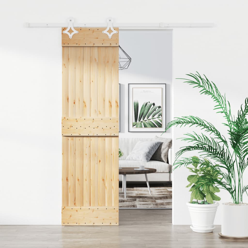 Vetonek Puerta corredera con herrajes madera maciza de pino 70x210 cm