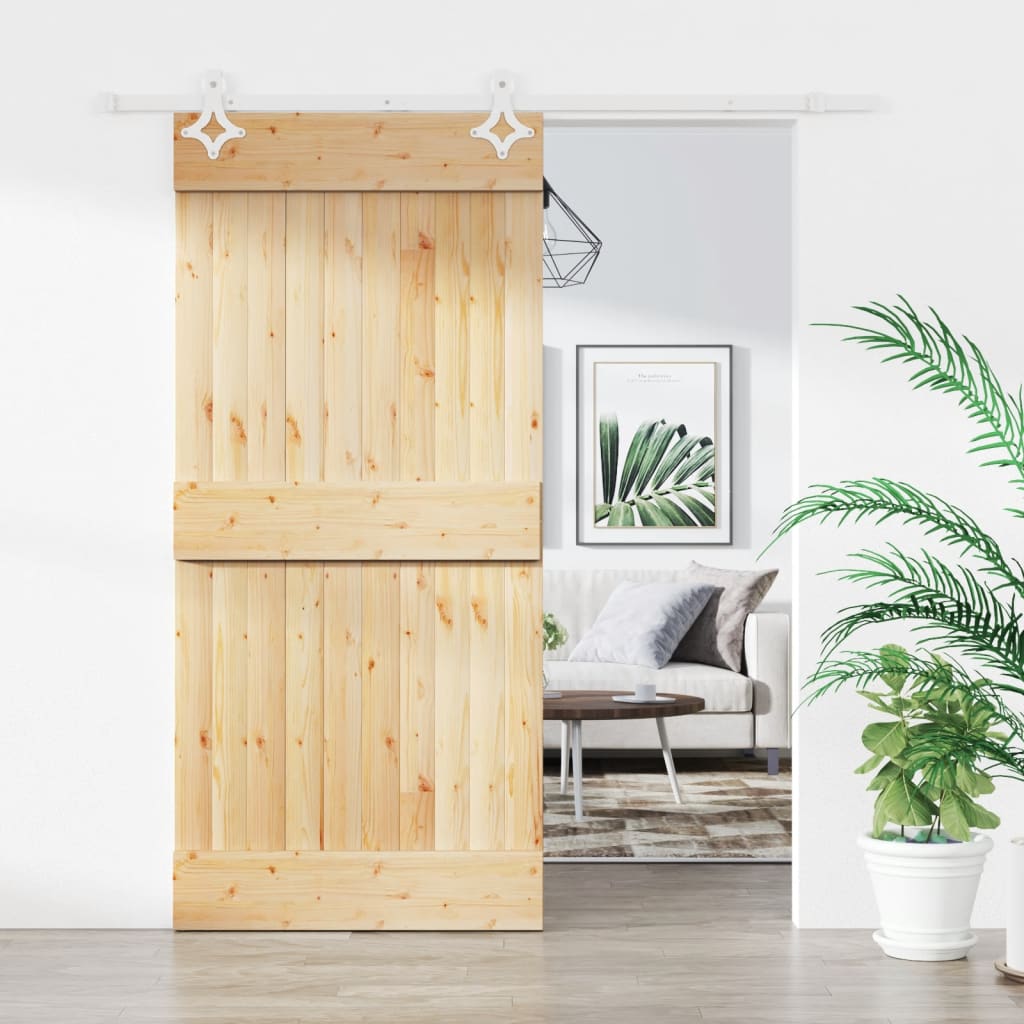 Vetonek Puerta corredera con herrajes madera maciza de pino 90x210 cm