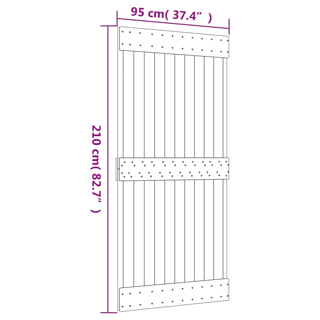 Puerta corredera con herrajes madera maciza de pino 95x210 cm - Vetonek