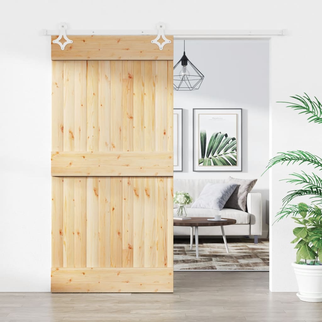 Vetonek Puerta corredera con herrajes madera maciza de pino 100x210 cm