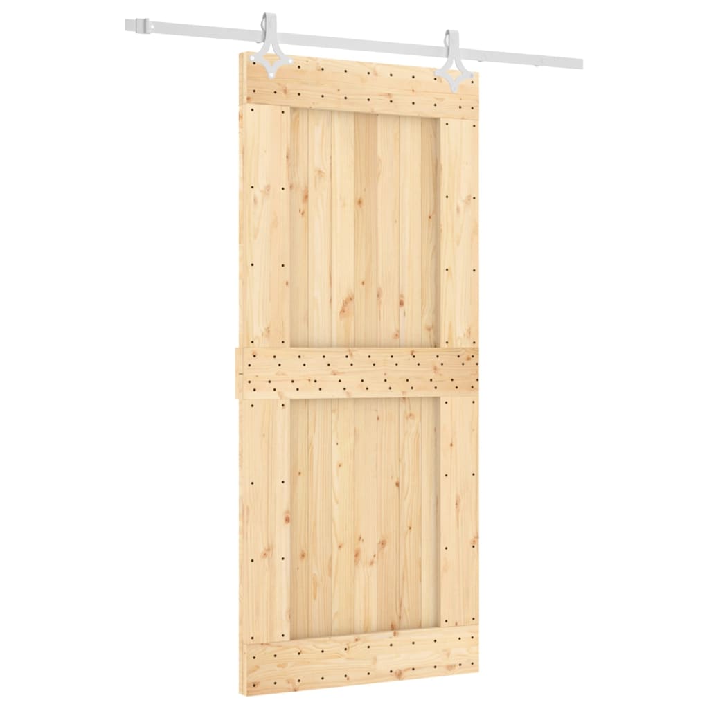 Puerta corredera con herrajes madera maciza de pino 90x210 cm - Vetonek