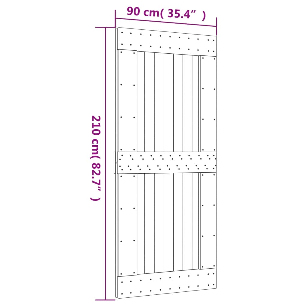 Puerta corredera con herrajes madera maciza de pino 90x210 cm vidaXL