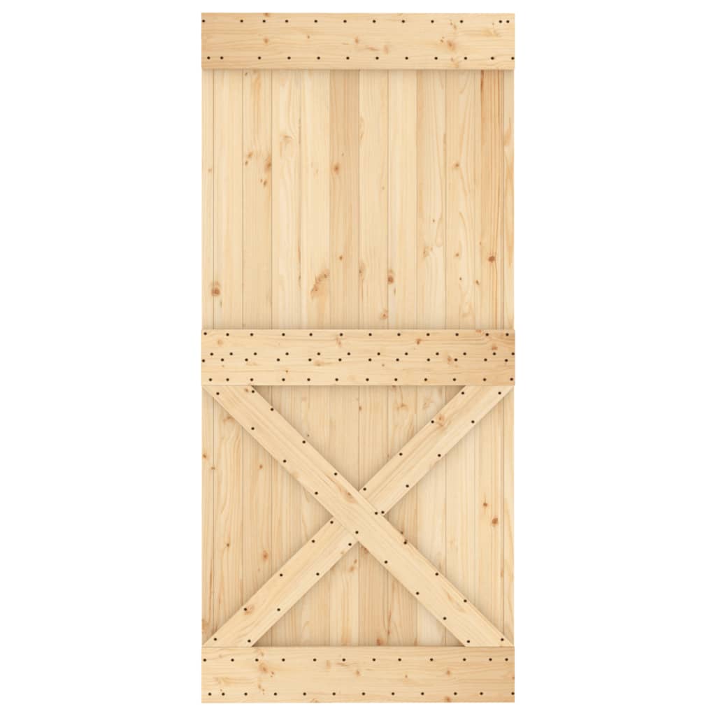 Puerta corredera con herrajes madera maciza de pino 95x210 cm - Vetonek