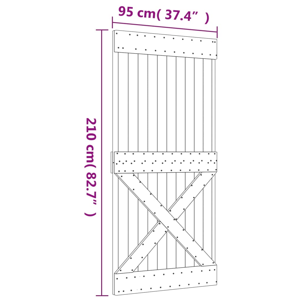 Puerta corredera con herrajes madera maciza de pino 95x210 cm vidaXL