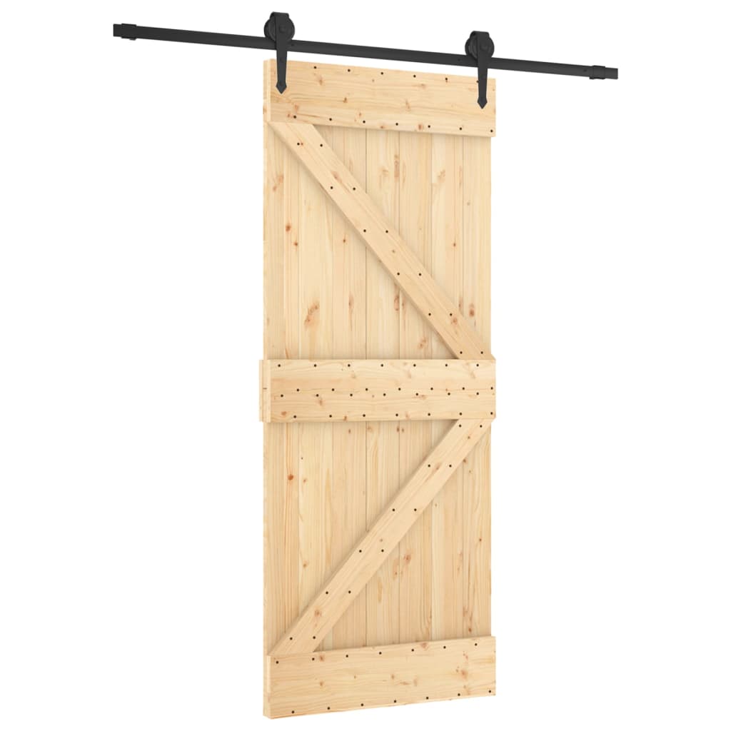 Puerta corredera con herrajes madera maciza de pino 85x210 cm - Vetonek