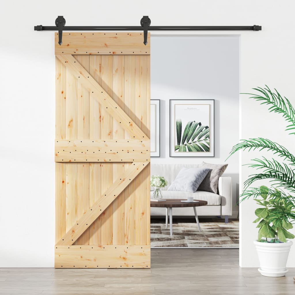 Vetonek Puerta corredera con herrajes madera maciza de pino 85x210 cm