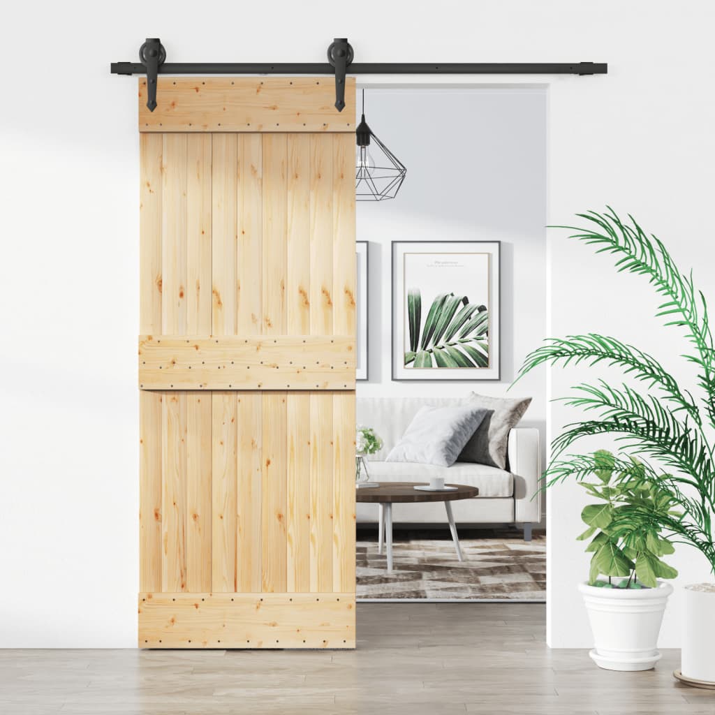 Vetonek Puerta corredera con herrajes madera maciza de pino 80x210 cm