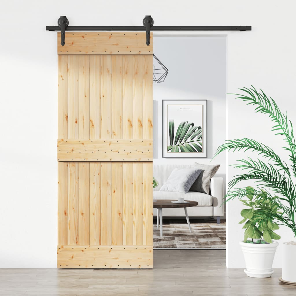 Vetonek Puerta corredera con herrajes madera maciza de pino 85x210 cm