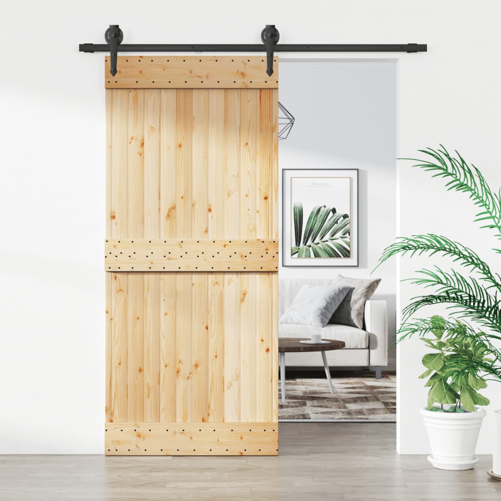 Vetonek Puerta corredera con herrajes madera maciza de pino 90x210 cm