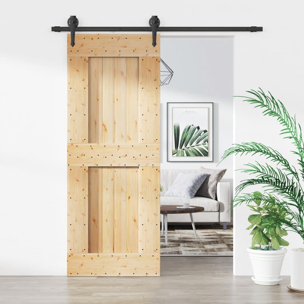 Vetonek Puerta corredera con herrajes madera maciza de pino 80x210 cm