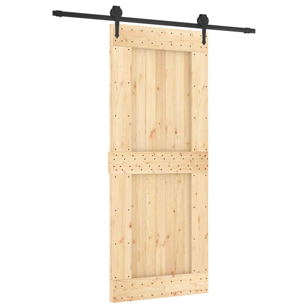 Puerta corredera con herrajes madera maciza de pino 85x210 cm - Vetonek